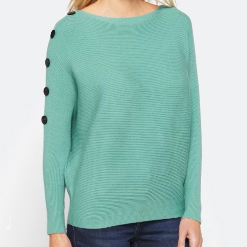 Faith & Zoe Women's Teal Button-Accent Sweater